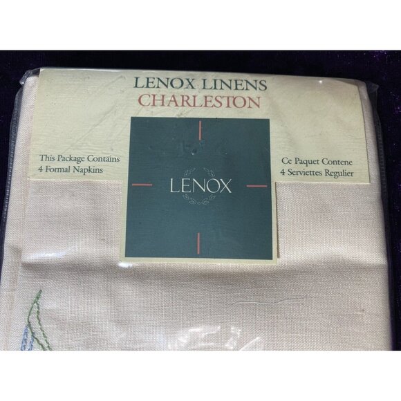 Lenox Linens Charleston Napkins Set Of 4 Pink Floral Embroidery New Rare HTF - Picture 4 of 4